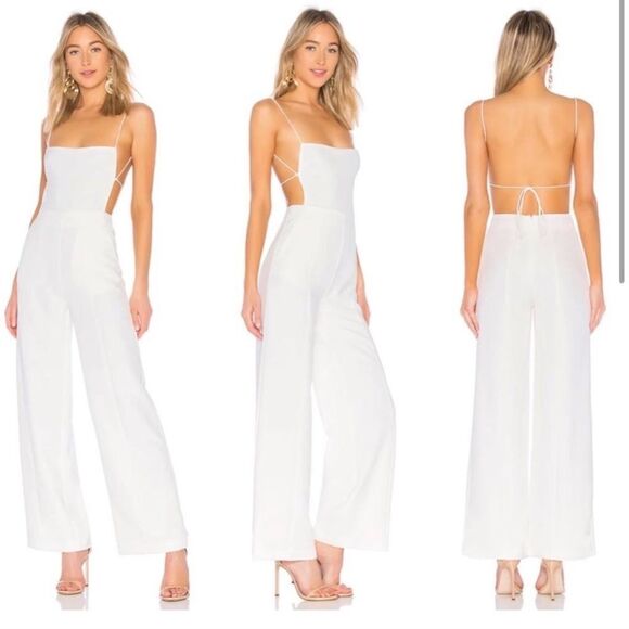 NWT NBD Revolve Prosecco jumpsuit IN BLACK WIDE STRAIGHT LEG OPEN BACK size M - Picture 2 of 7